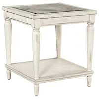 Cottage Style End Table with Glass Top