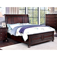 Transitional King Bed with Sleigh Headboard