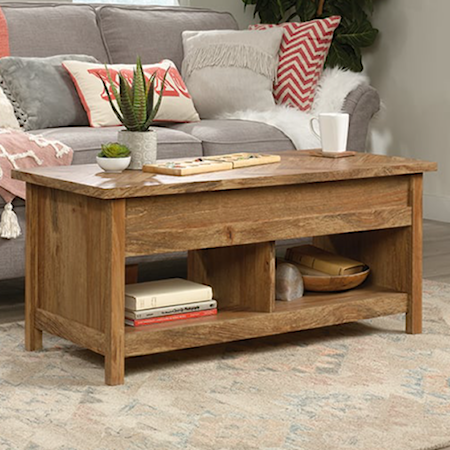 Farmhouse Lift-Top Coffee Table with Lower Shelf Storage