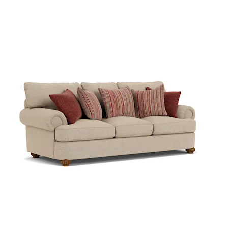 Traditional Stationary Sofa with Rolled Arms