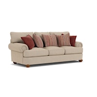 Traditional Stationary Sofa with Rolled Arms