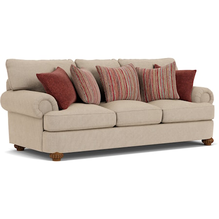 Traditional Stationary Sofa with Rolled Arms