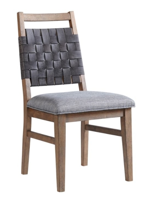 Transitional Dining Side Chair with Woven Back