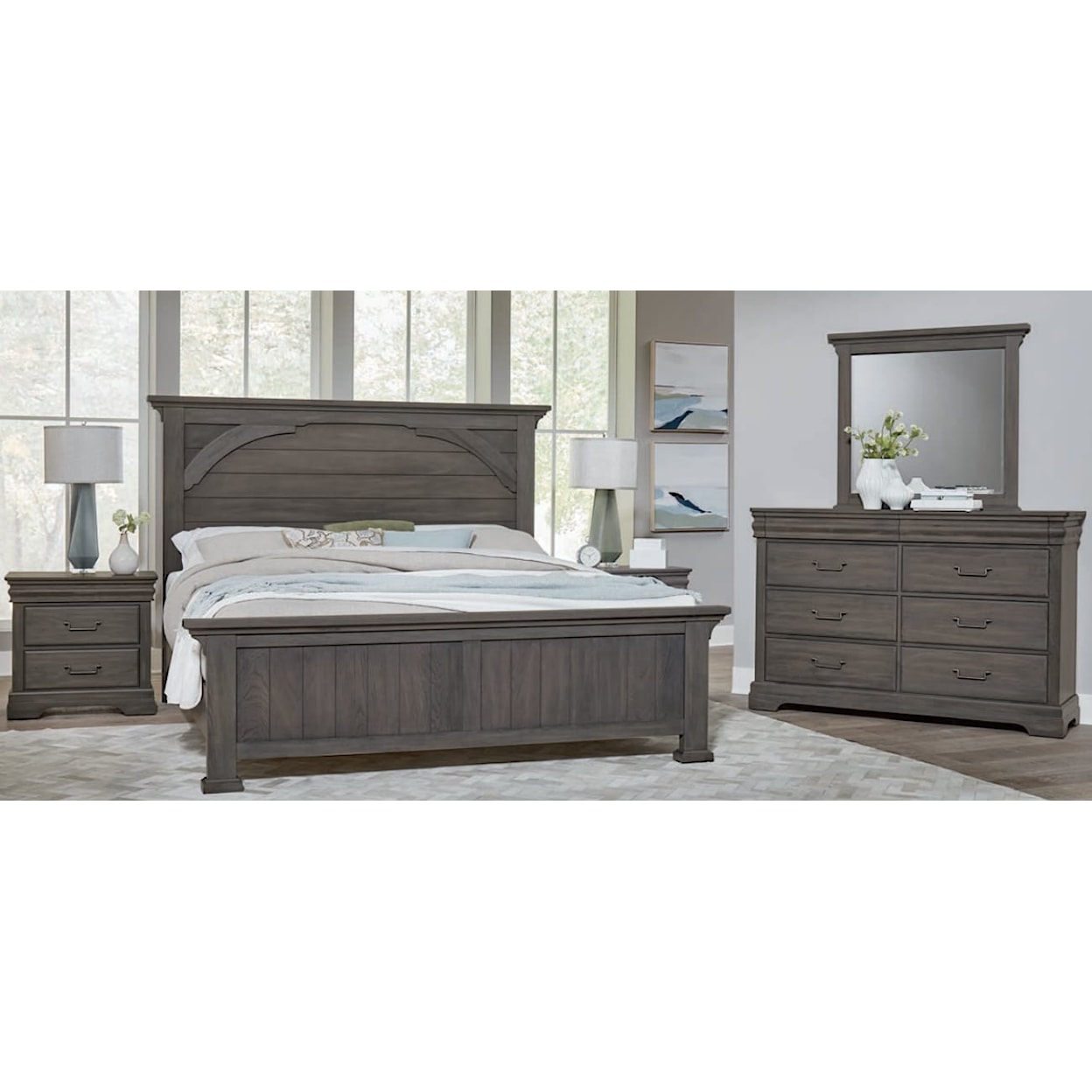 Carolina Bedroom Vista King Mansion Bed with Metal Slats