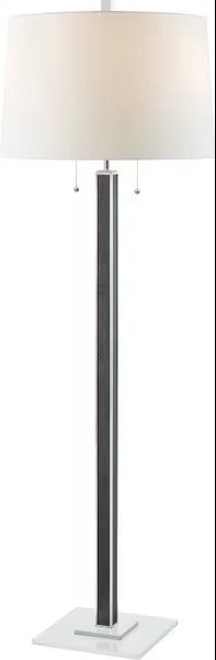 Contemporary Brass Floor Lamp with Round Linen Shade