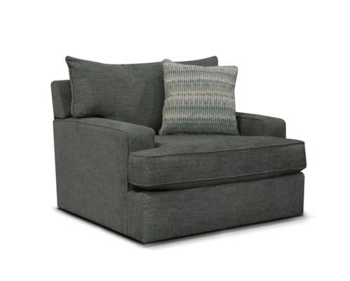 Casual Swivel Chair and a Half with Wide Track Arms