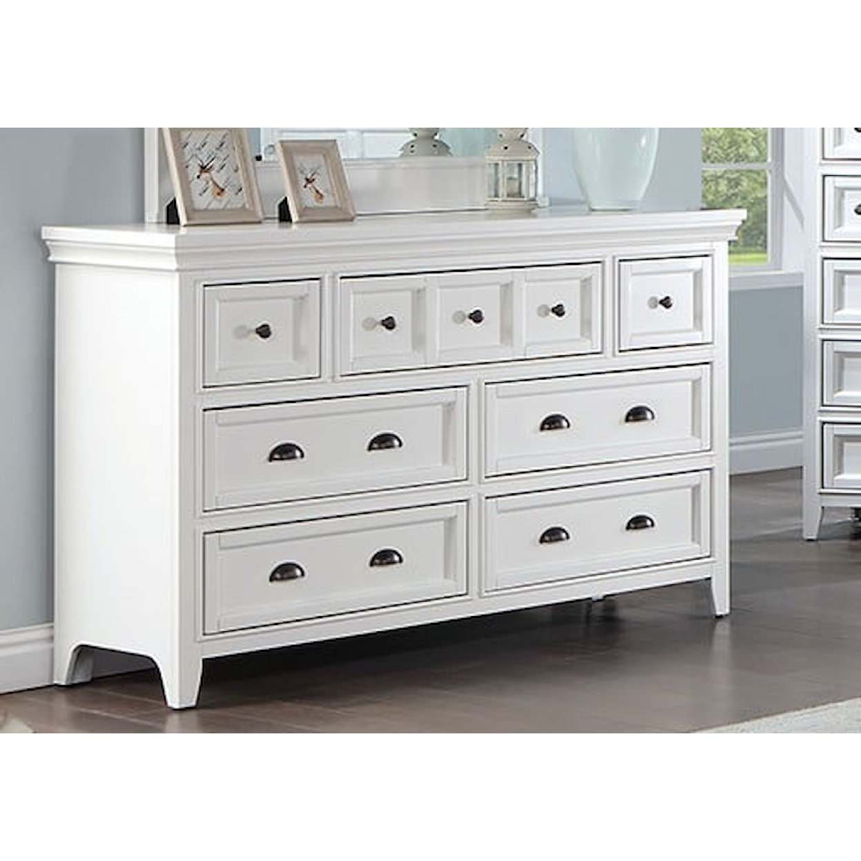 Furniture of America CASTILE 7-Drawer White Dresser