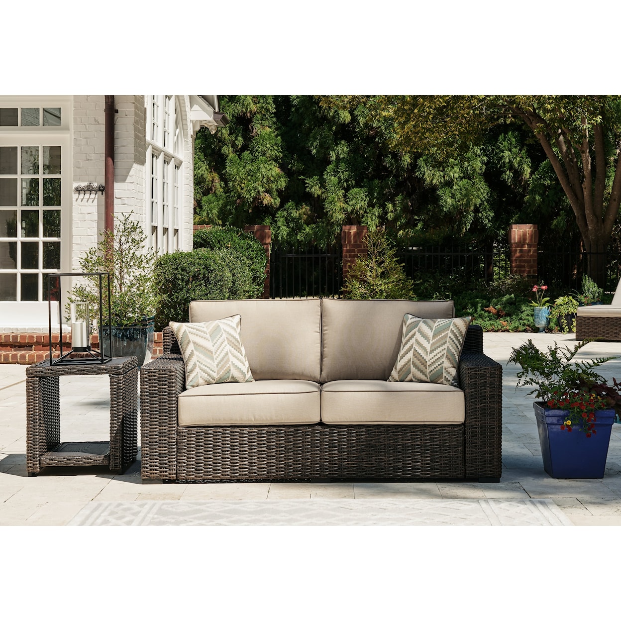 Ashley Furniture Signature Design Coastline Bay Outdoor Loveseat With Cushion