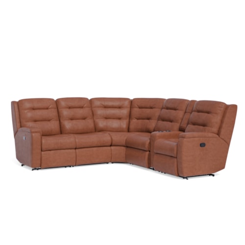 Contemporary 6-Piece Power Reclining Sectional with Power Headrest