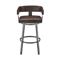 30" Bar Height Swivel Bar Stool in Java Brown Finish and Chocolate Faux Leather