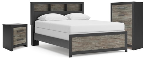Queen Bookcase Bed, Chest And Nightstand