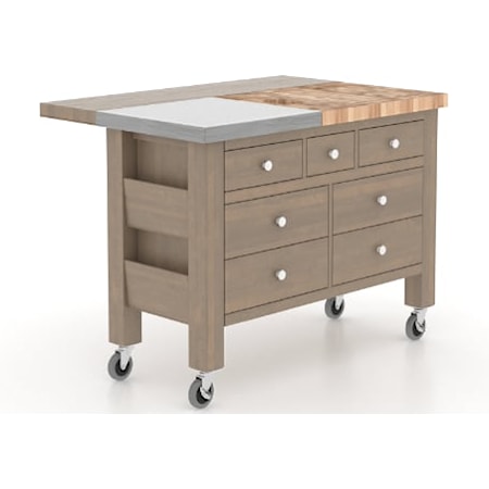 Transitional Kitchen Island with Wheels