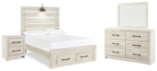 Full Panel Bed, Dresser, Mirror And Nightstand
