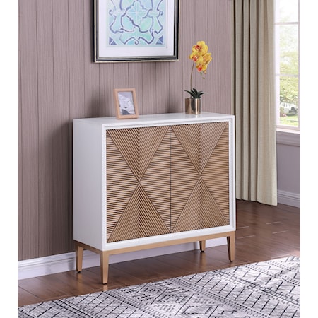 Wood Fluted Parquet Cabinet and