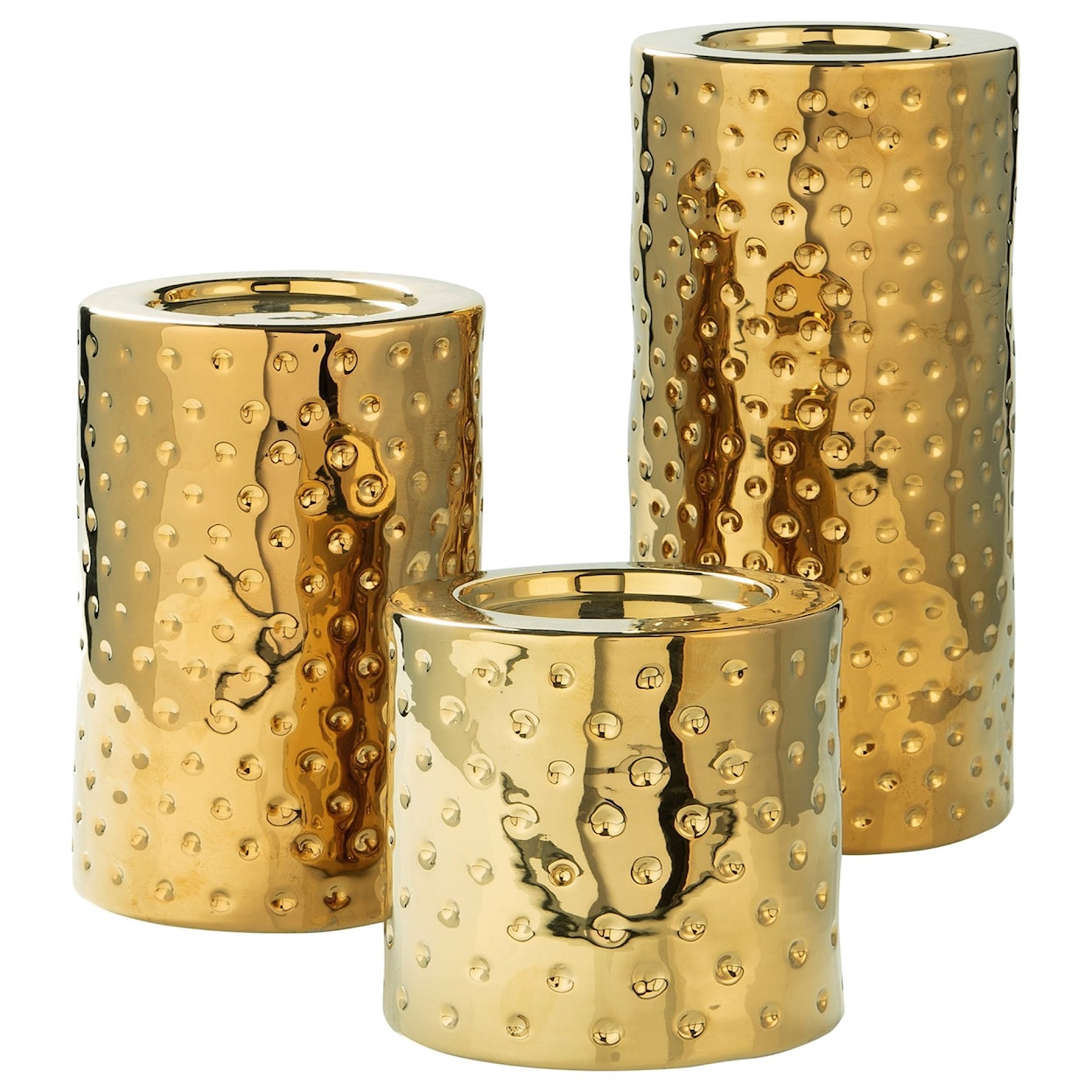 Benchcraft Accents Marisa Gold Candle Holders (Set of 3)