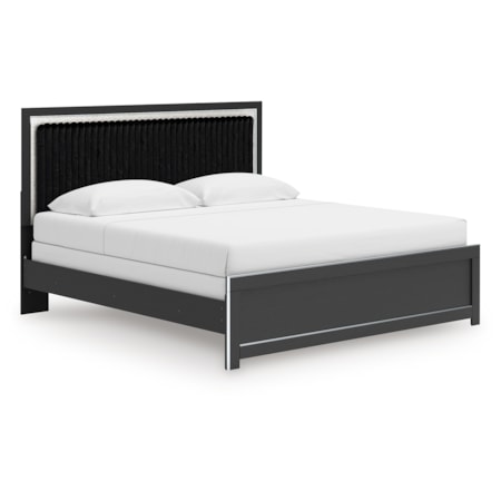 King Upholstered Panel Bed