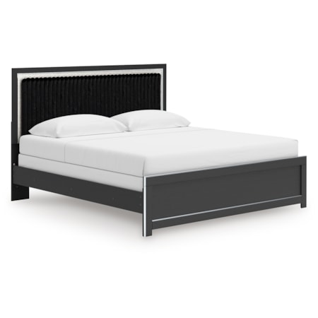 King Upholstered Panel Bed