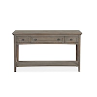 Transitional Rectangular 3-Drawer Sofa Table with Shelf