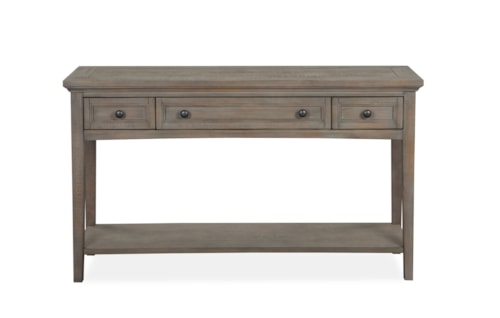 Transitional Rectangular 3-Drawer Sofa Table with Shelf