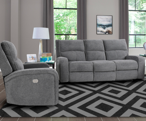Casual Power Reclining Sofa and Recliner Set with Power Headrests