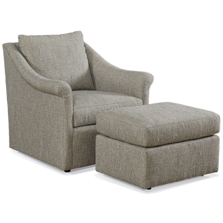 Accent Chair & Ottoman Set w/Rollers