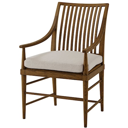 Transitional Slatted Arm Chair