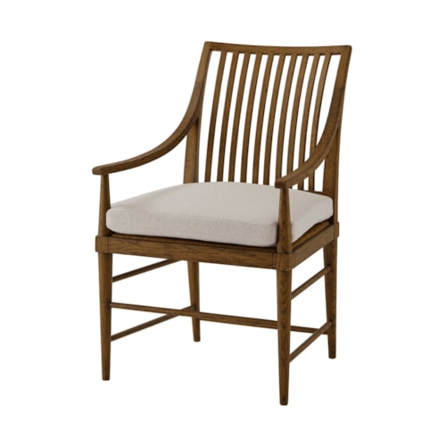Transitional Slatted Arm Chair
