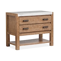Rustic 2-Drawer Open Nightstand with USB Ports