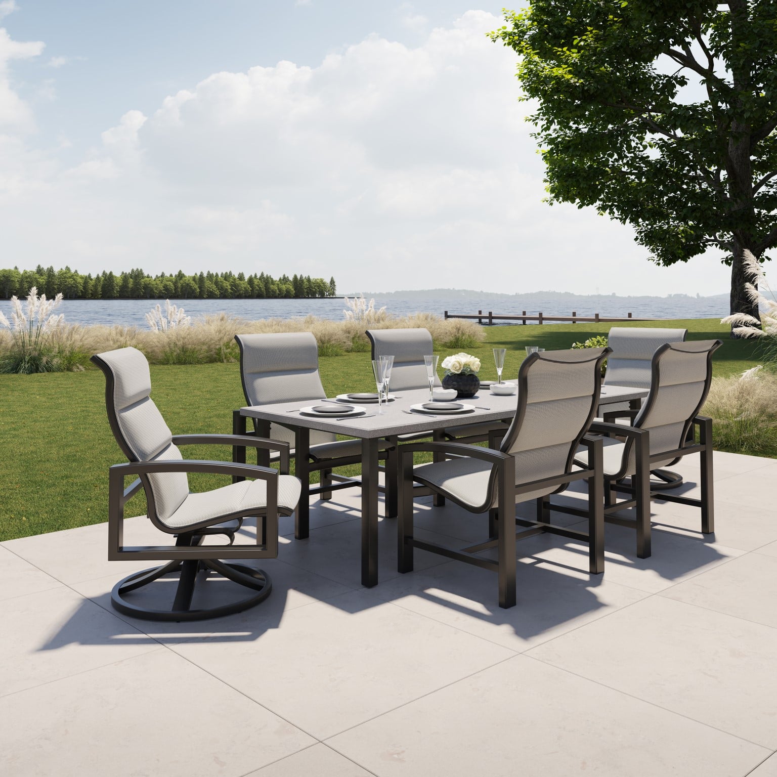 Tropitone Lakeside High-Back Padded Sling Dining Chair