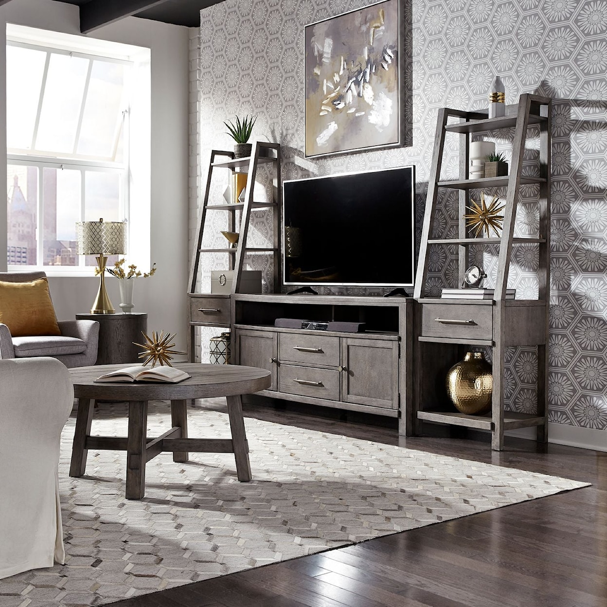 Libby Modern Farmhouse Entertainment Center with Piers