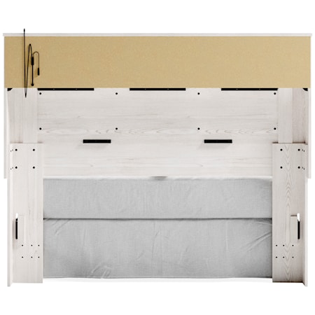 Queen Upholstered Panel Bookcase Headboard