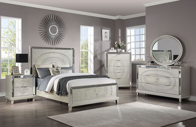 Furniture of America FOA Valletta FOA7157Q4PC Glam 4Piece Queen