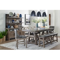 Transitional 9-Piece Counter Height Table Set with Hutch