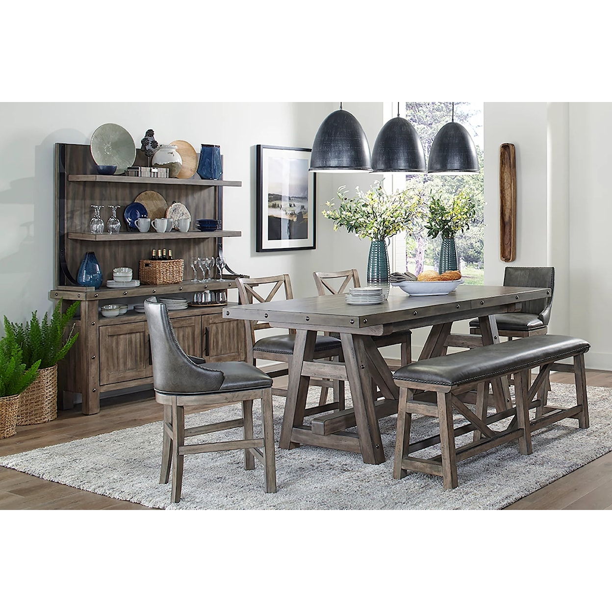 Paramount Furniture Lodge 9-Piece Counter Height Table Set