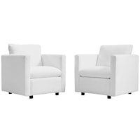 Activate Contemporary White Upholstered Armchair - Set of 2