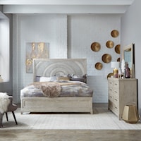 Contemporary 3-Piece California King Bedroom Set with Decorative Tile Design Headboard
