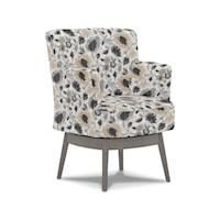 Contemporary Swivel Chair with Wood Base
