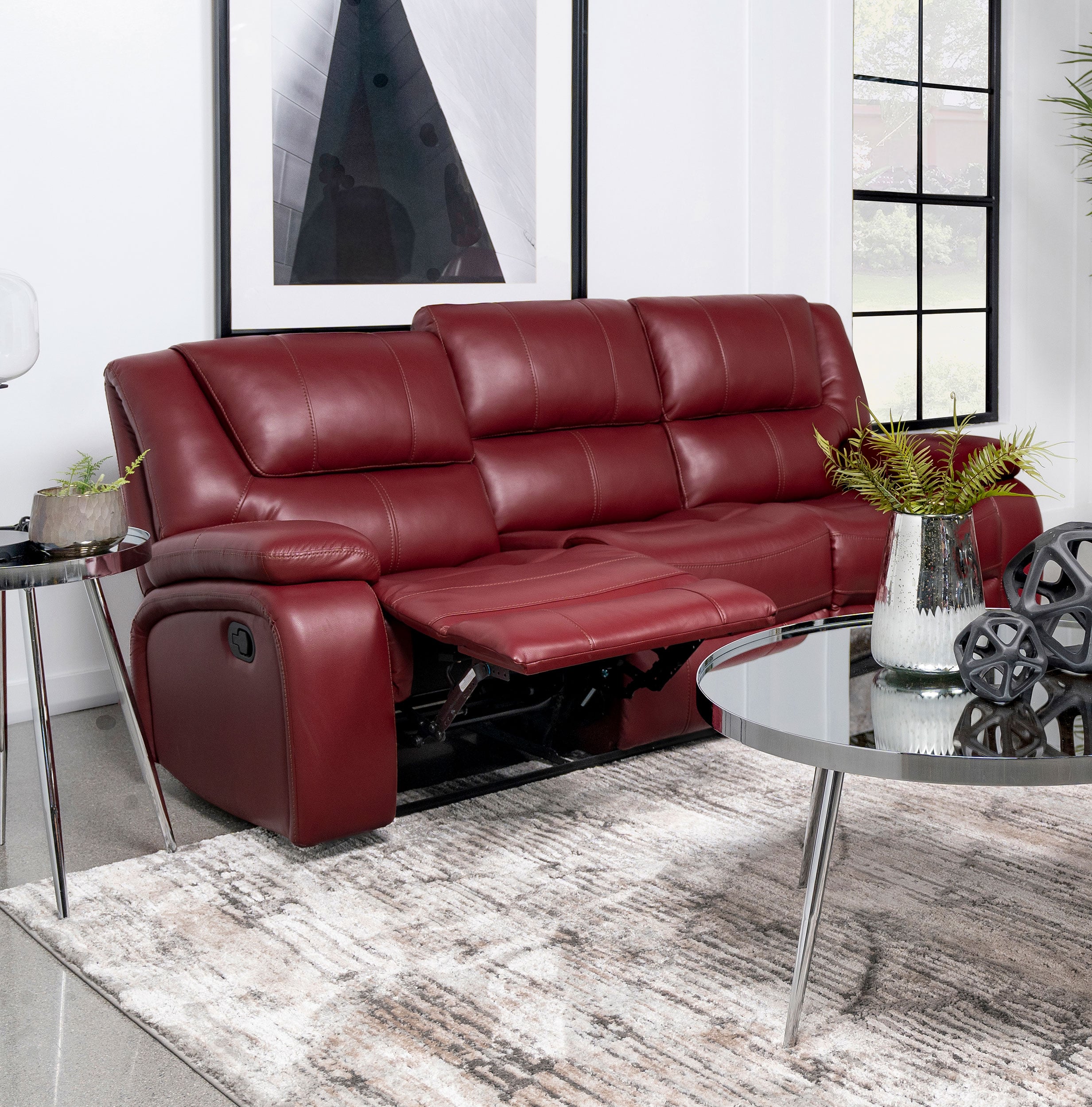 Motion Reclining Sofa Red