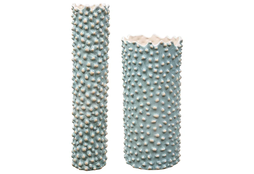Accessories - Vases and Urns Aqua Ceramic Vases, S/2 by Uttermost at Weinberger's Furniture