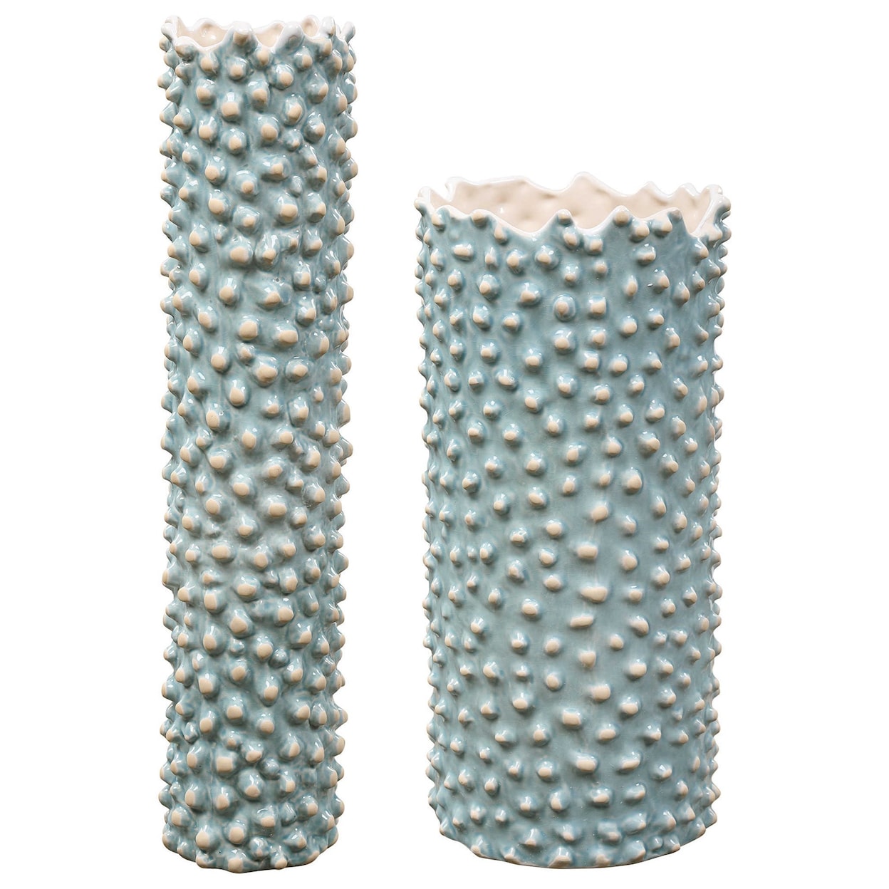Uttermost Accessories - Vases and Urns Aqua Ceramic Vases, S/2