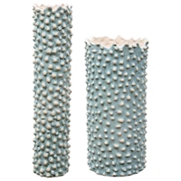 Aqua Ceramic Vases, Set of 2