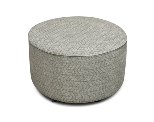 Casual Round Cocktail Ottoman with Casters