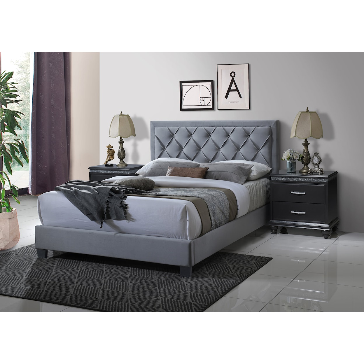 Crown Mark Danzy Upholstered King Panel Bed