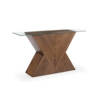 Contemporary Rectangular Sofa Table with Glass Table top