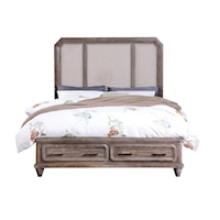 Traditional California King Storage Bed with USB in Headboard 