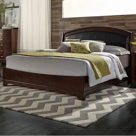 Queen Panel Bed with Leather Headboard