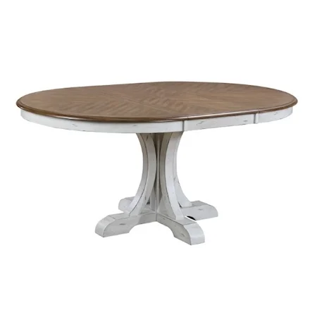 Rustic Pedestal Dining Table with 18" Leaf