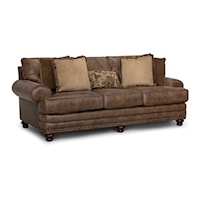 Traditional Stationary Sofa with Nail-Head Trim