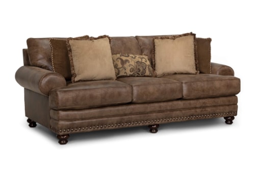 Traditional Stationary Sofa with Nail-Head Trim