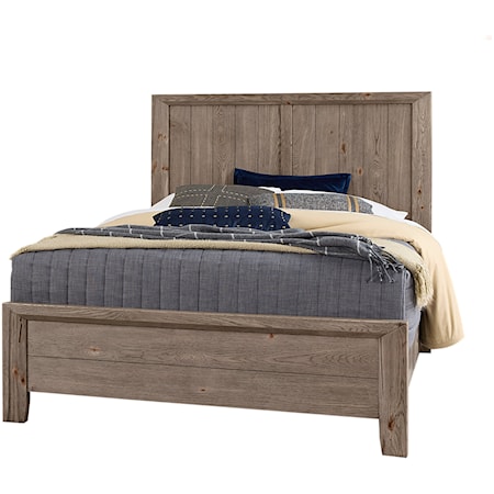 Transitional Rustic Queen Panel Bed